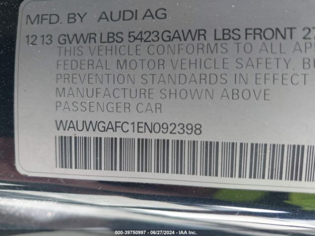 WAUWGAFC1EN092398 Audi A7 3.0t Premium Plus
