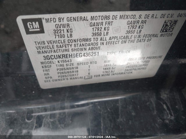 Chevrolet Silverado 1500 2lt 2014 3GCUKREH9EG436251 Image 9