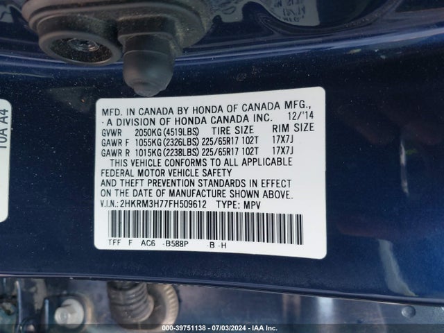 Honda Cr-v Ex-l 2015 2HKRM3H77FH509612 Image 9