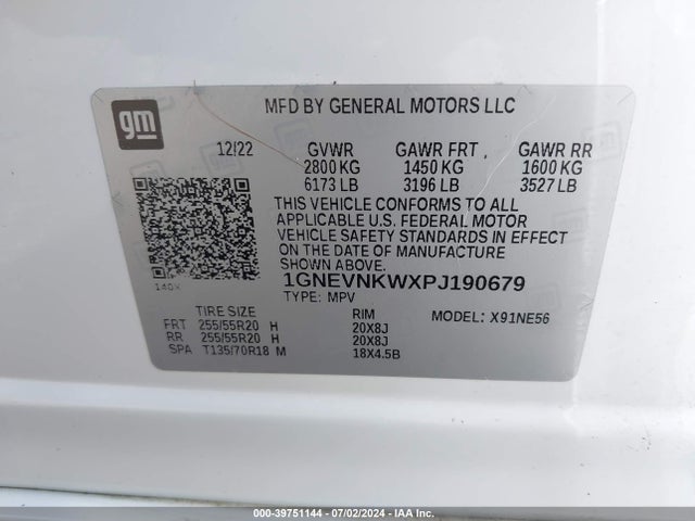 1GNEVNKWXPJ190679 Chevrolet Traverse Awd High Country