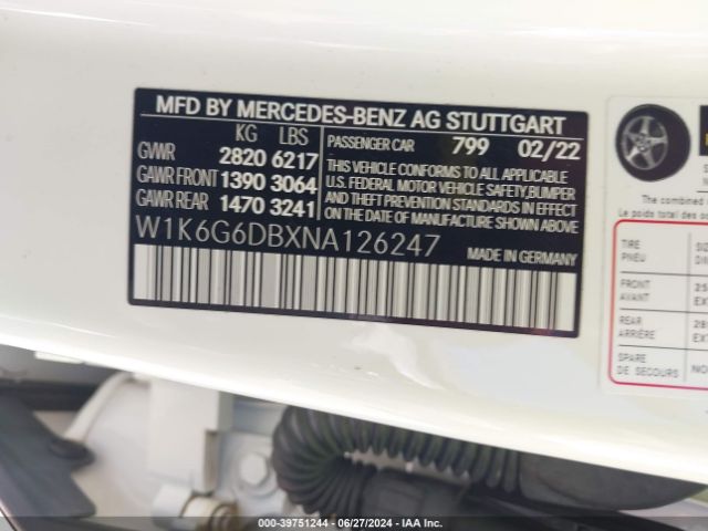 W1K6G6DBXNA126247 Mercedes-Benz S 500 4matic