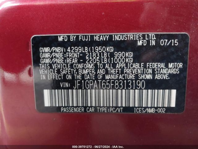 JF1GPAT65F8313190 Subaru Impreza 2.0i Sport Premium