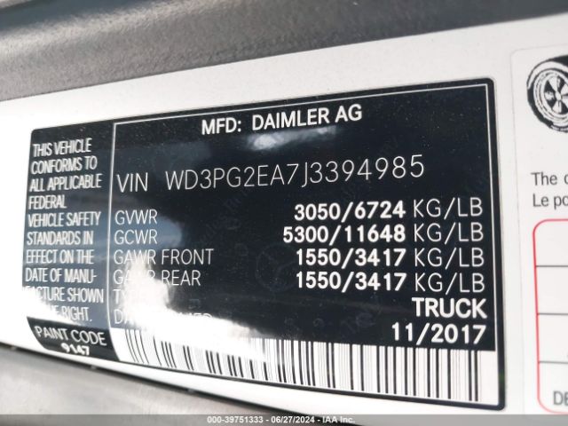 WD3PG2EA7J3394985 Mercedes-Benz Metris