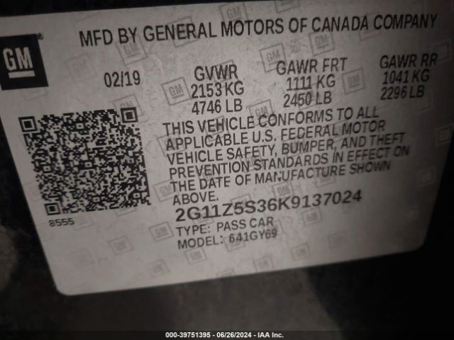 2G11Z5S36K9137024 Chevrolet IMPALA LT
