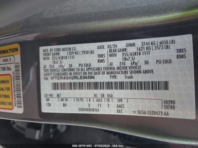 2024 FORD RANGER 1FTER4GH2RLE06596 Photo 8