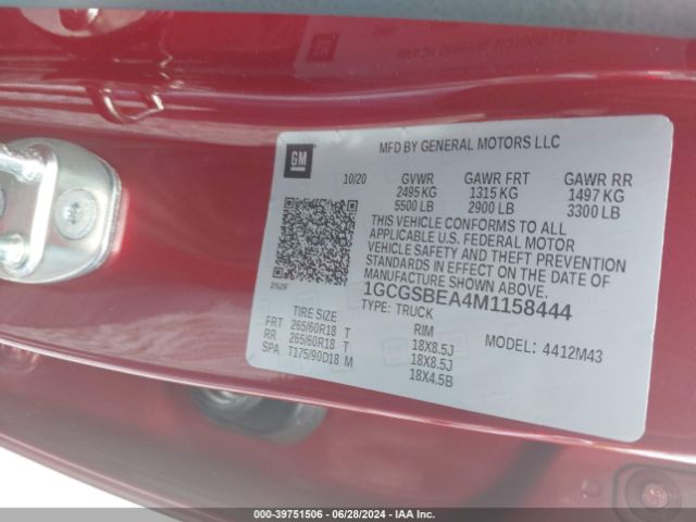 1GCGSBEA4M1158444 Chevrolet Colorado 2wd  Short Box Wt