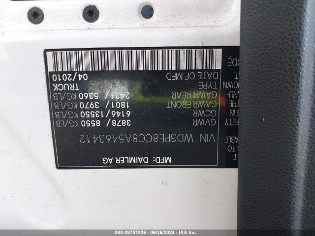 Продажа на аукционе авто 2010 Mercedes-benz Sprinter Van 2500 High Roof, vin: WD3PE8CC8A5463412, номер лота: 39751526