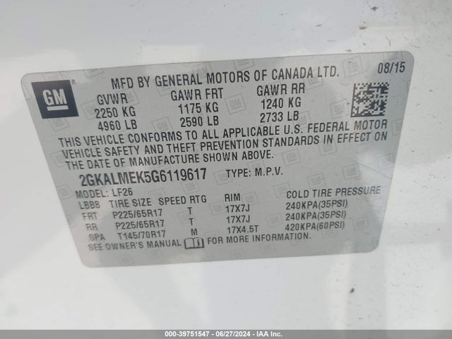 2GKALMEK5G6119617 GMC Terrain Sle-1