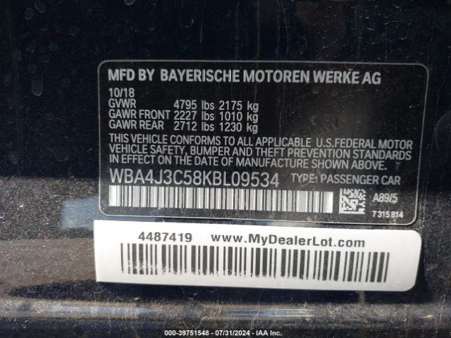 WBA4J3C58KBL09534 BMW 430i Gran Coupe Xdrive