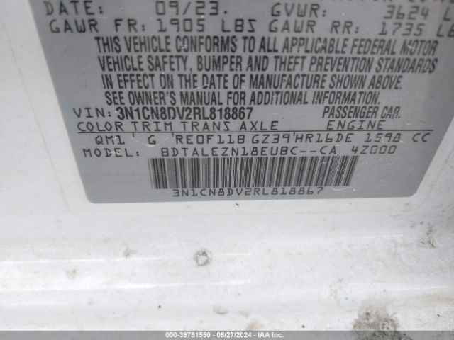 3N1CN8DV2RL818867 Nissan Versa 1.6 S