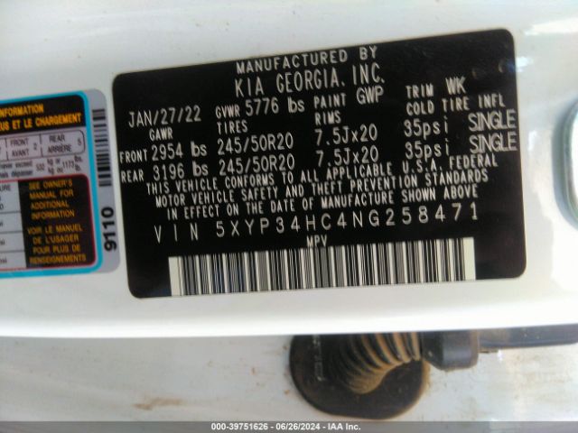 5XYP34HC4NG258471 KIA Telluride Ex