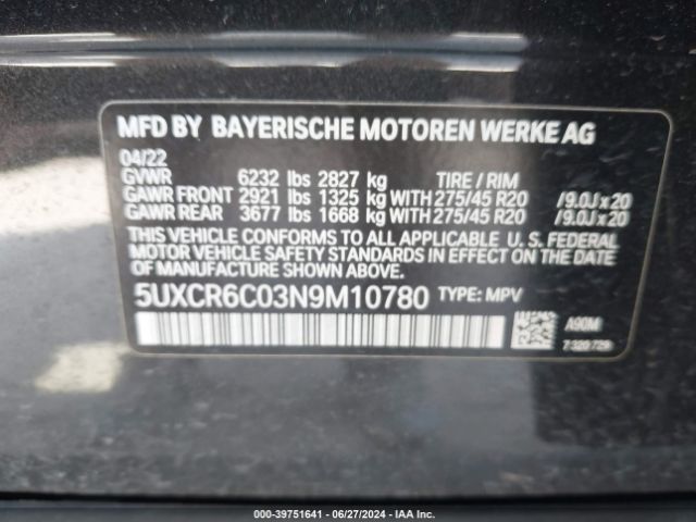 5UXCR6C03N9M10780 BMW X5 Xdrive40i