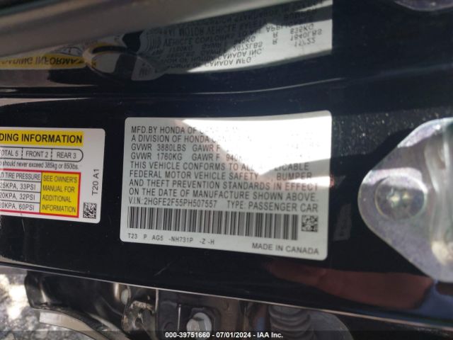 2HGFE2F55PH507557 Honda Civic Sport