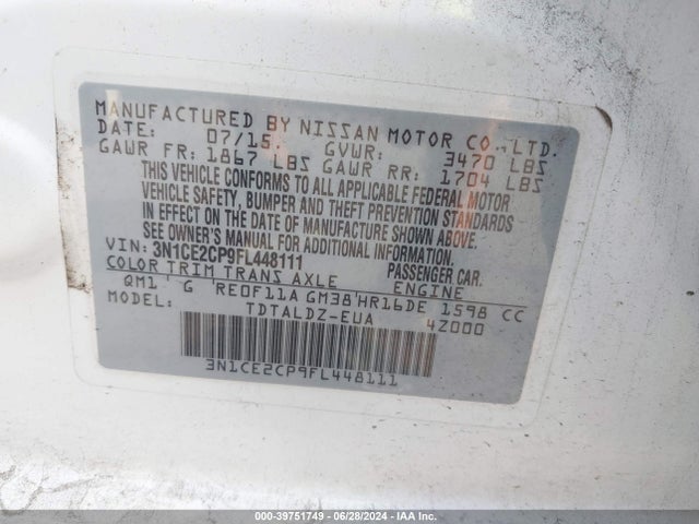 Nissan Versa Note Sv 2015 3N1CE2CP9FL448111 Image 9