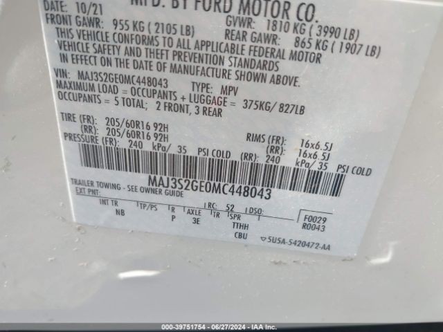 MAJ3S2GE0MC448043 Ford Ecosport Se