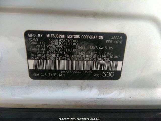 JA4AT5AAXJZ051576 Mitsubishi Eclipse Cross Sel