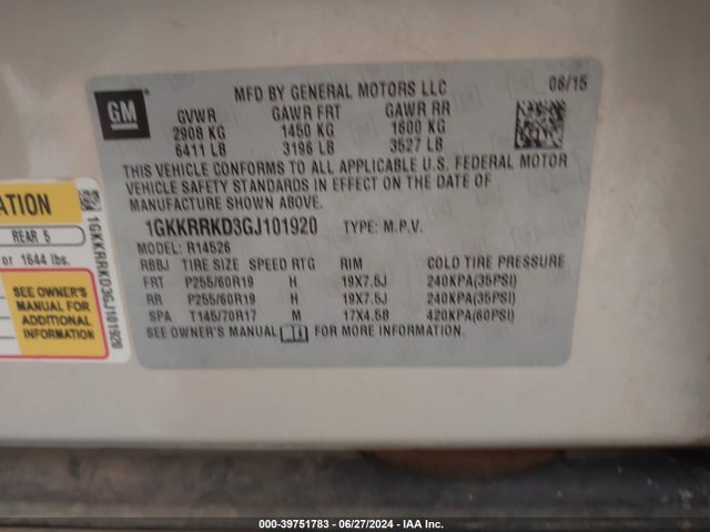 1GKKRRKD3GJ101920 GMC Acadia Slt-1