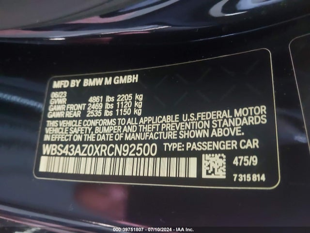 BMW M4 Competition Xdrive 2024 WBS43AZ0XRCN92500 Image 9