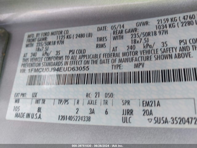 Ford Escape Titanium 2014 1FMCU0J94EUD63055 Image 9