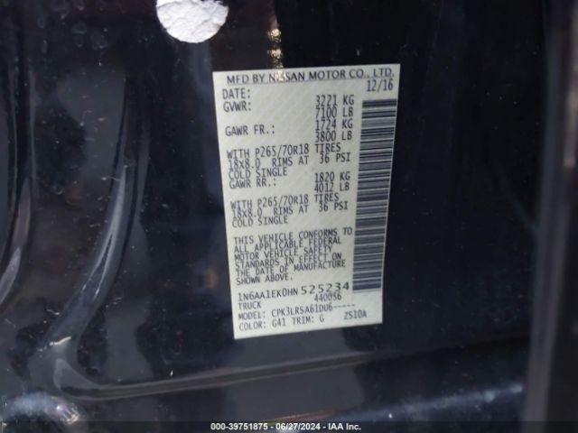 1N6AA1EK0HN525234 Nissan TITAN S