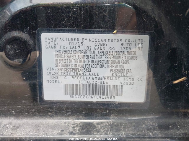 Nissan Versa Note Sv 2015 3N1CE2CP6FL415423 Image 9