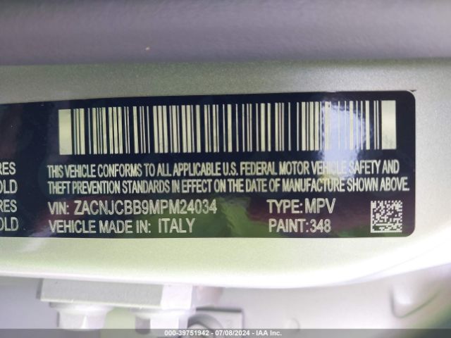 ZACNJCBB9MPM24034 Jeep Renegade Latitude Fwd