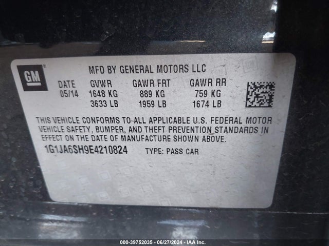 Chevrolet Sonic Ls Auto 2014 1G1JA6SH9E4210824 Image 9