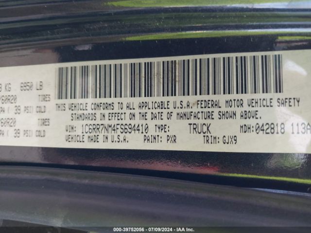 1C6RR7NM4FS694410 RAM 1500 Laramie