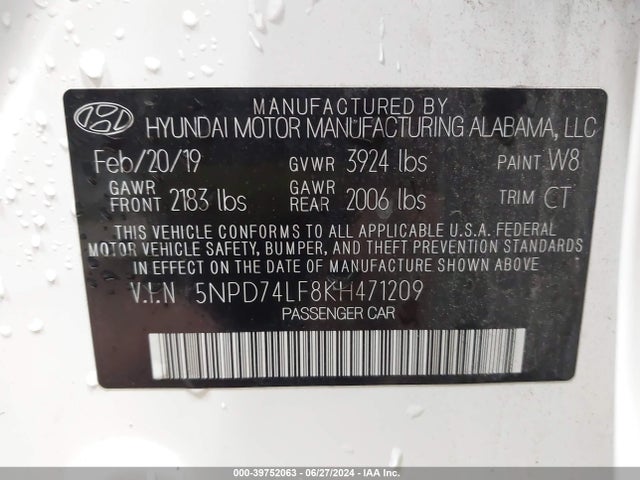 Hyundai ELANTRA SE 2019 5NPD74LF8KH471209 Image 9