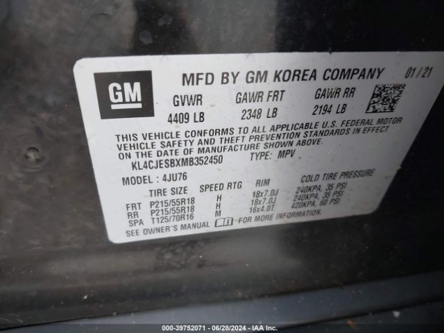 KL4CJESBXMB352450 Buick Encore Awd Preferred