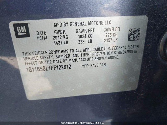 Chevrolet MALIBU LS 2015 1G11B5SL1FF122612 Image 9