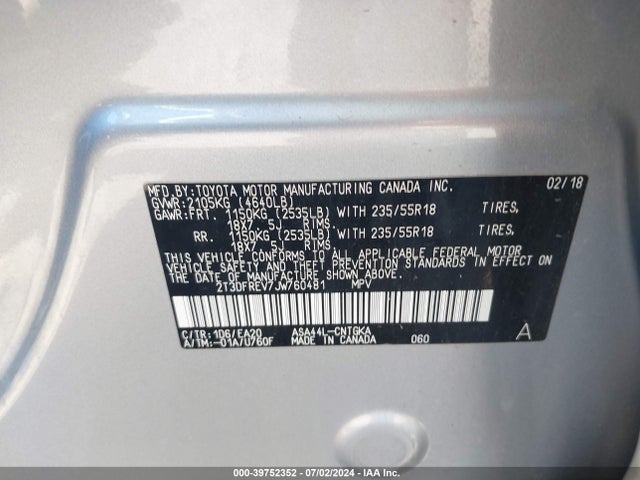 Toyota Rav4 Limited 2018 2T3DFREV7JW760481 Image 9