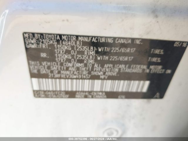 2T3RFREV3GW491457 Toyota Rav4 Xle