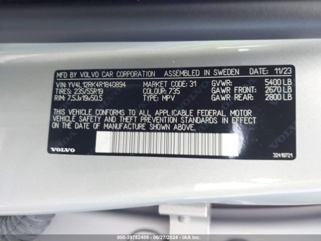 YV4L12RK4R1840894 Volvo Xc60 B5 Core Dark Theme