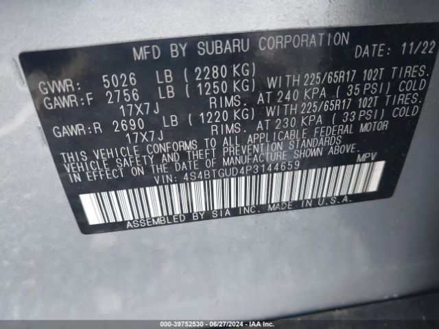 4S4BTGUD4P3144659 Subaru Outback Wilderness