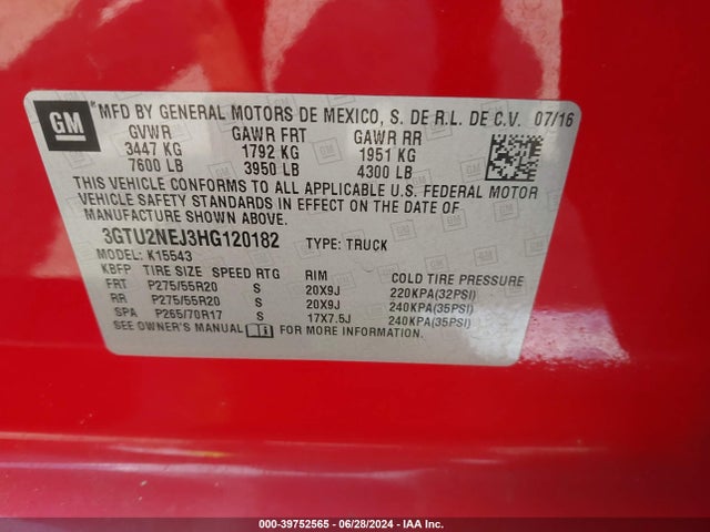 GMC Sierra 1500 Slt 2017 3GTU2NEJ3HG120182 Image 9