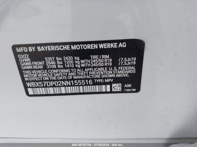 WBX57DP02NN155516 BMW X3 Xdrive30i