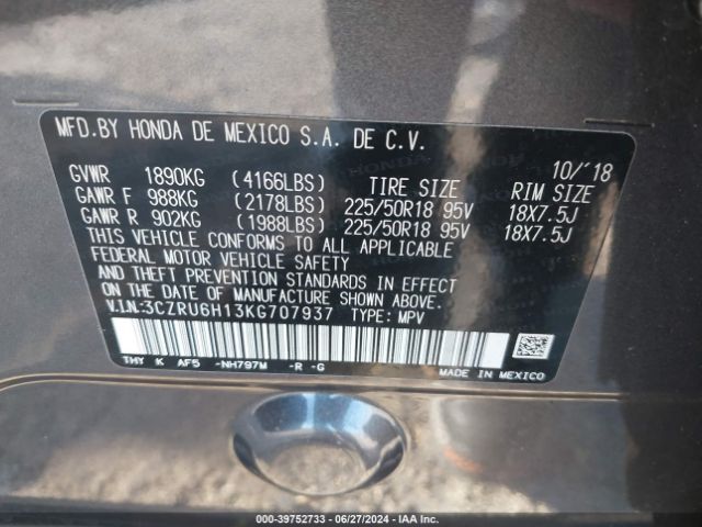 3CZRU6H13KG707937 Honda HR-V SPORT