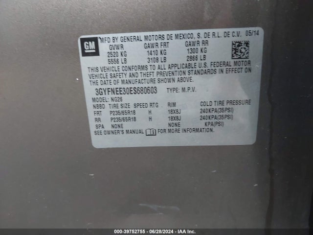3GYFNEE30ES680603 Cadillac Srx Luxury Collection