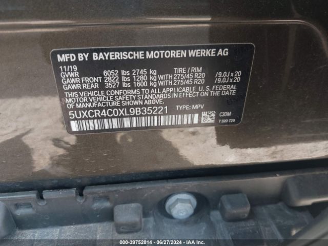 5UXCR4C0XL9B35221 BMW X5 Sdrive40i