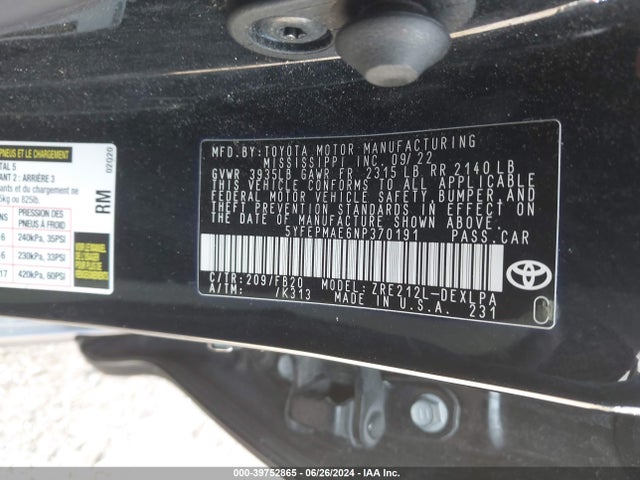Toyota COROLLA LE 2022 5YFEPMAE6NP370191 Image 9