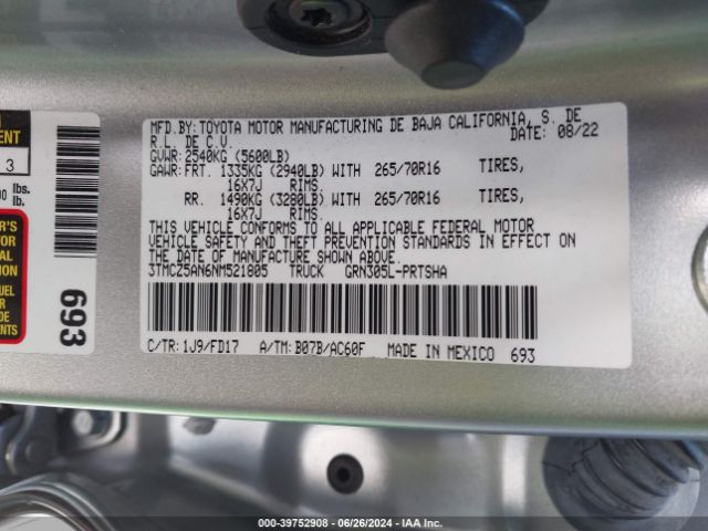 3TMCZ5AN6NM521805 Toyota Tacoma Trd Off Road
