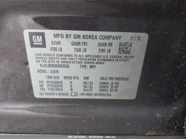 KL4CJBSB3EB608556 Buick Encore Convenience