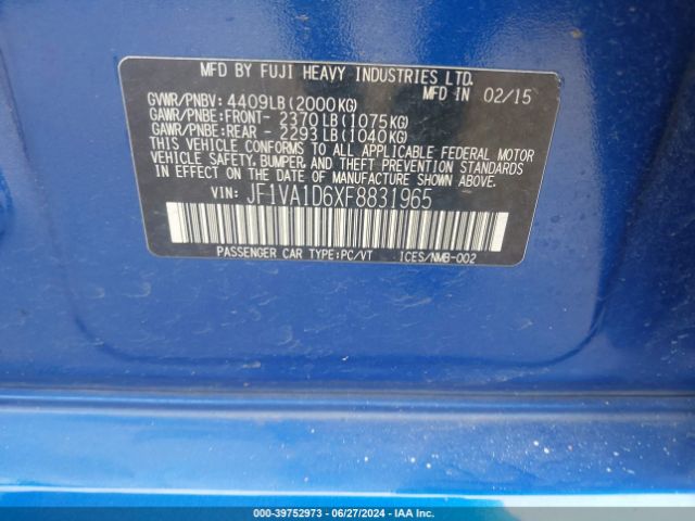 JF1VA1D6XF8831965 Subaru Wrx Premium