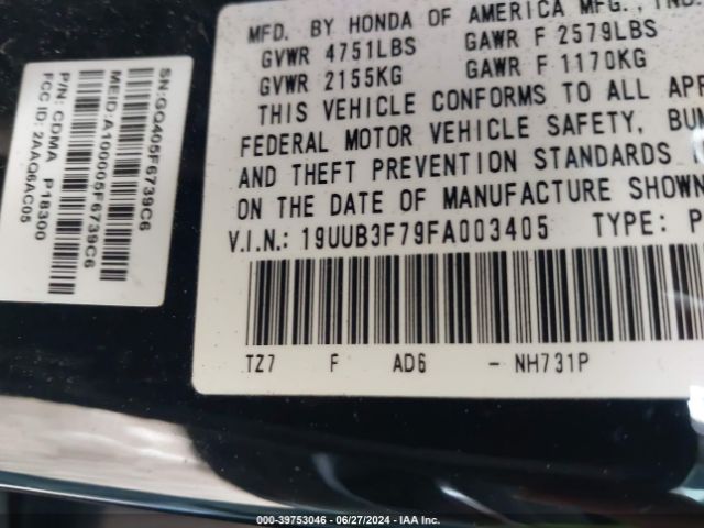 19UUB3F79FA003405 Acura Tlx V6 Advance