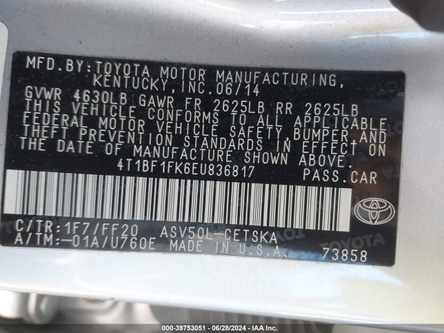 Toyota CAMRY SE 2014 4T1BF1FK6EU836817 Image 9