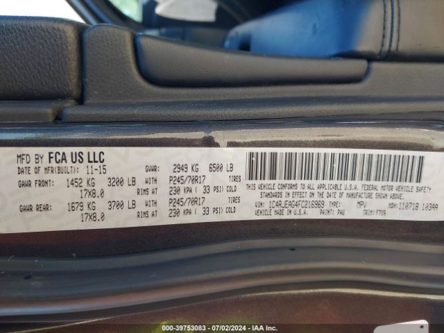 1C4RJEAG4FC216969 Jeep Grand Cherokee Laredo