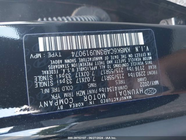 KM8K6CAB3NU919074 Hyundai Kona Sel