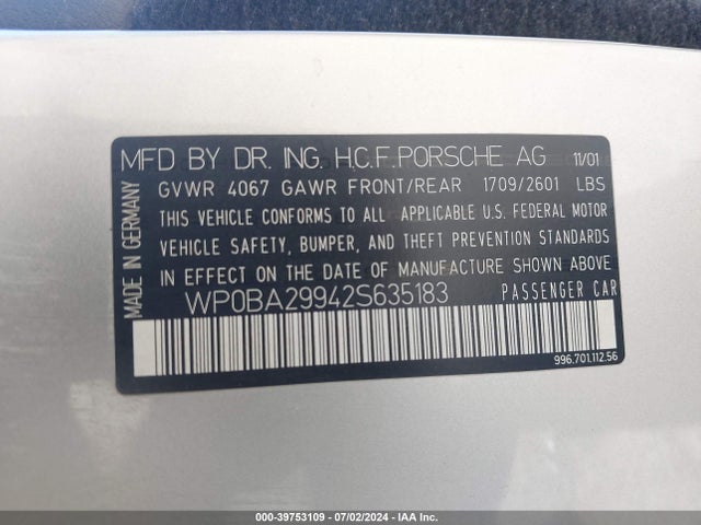 2002 PORSCHE 911 WP0BA29942S635183 Photo 8