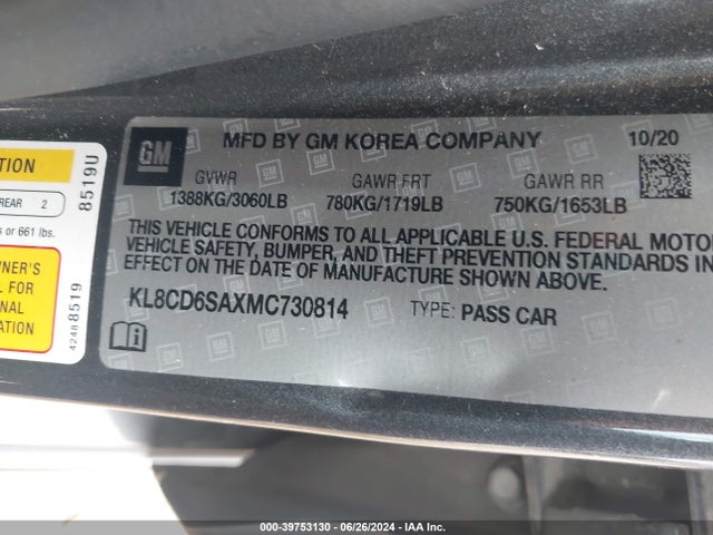 Chevrolet Spark Fwd 1lt Automatic 2021 KL8CD6SAXMC730814 Image 9